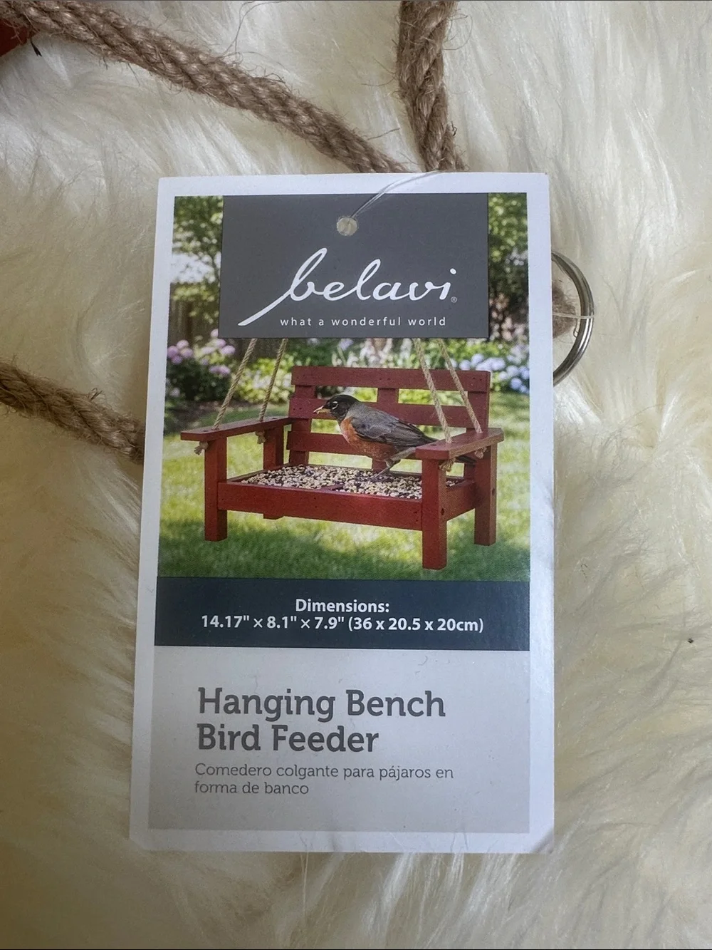🆕NWT Belavi Rust Red Hanging Bench Bird Feeder